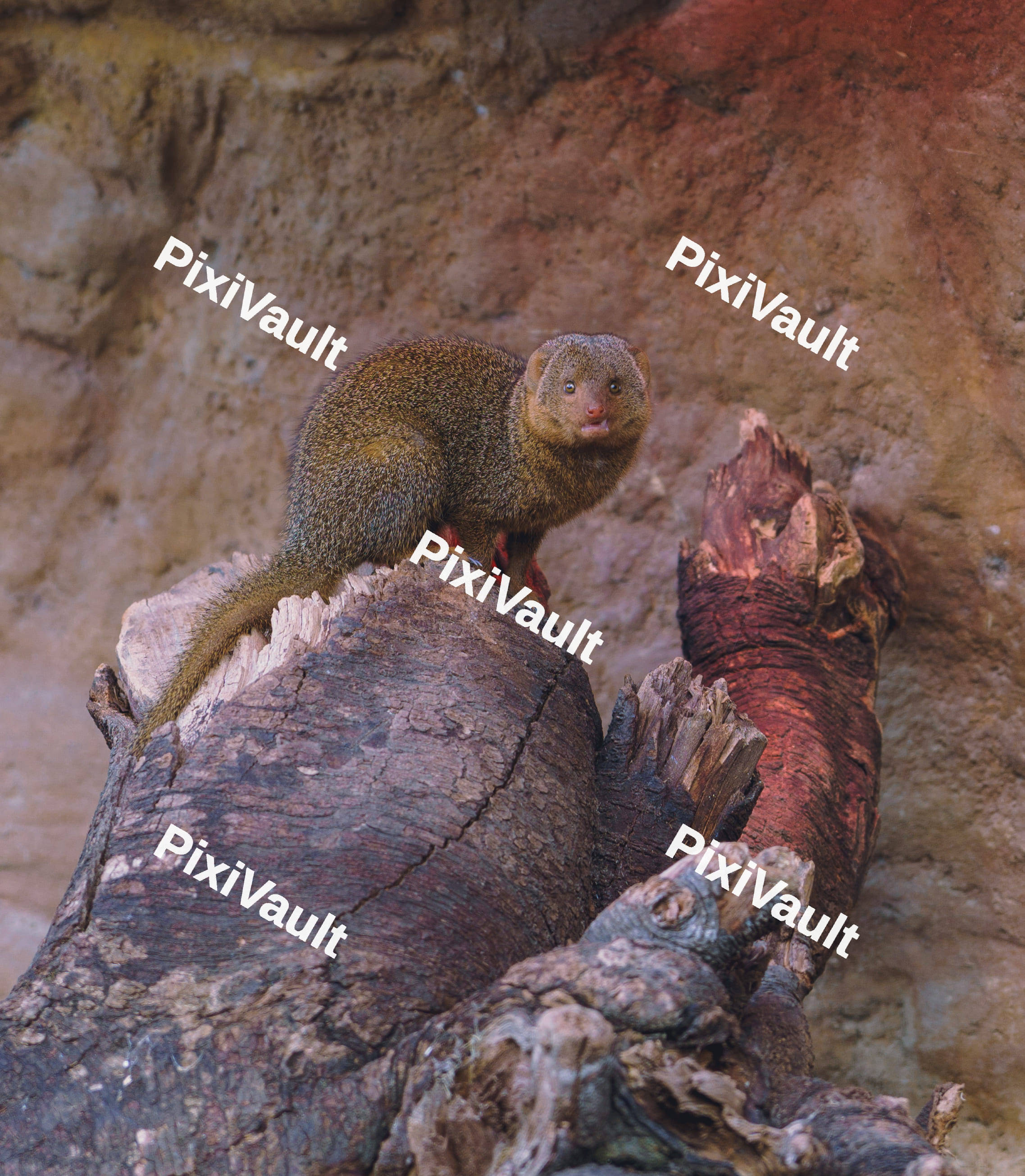 A Mongoose On A Tree Stump